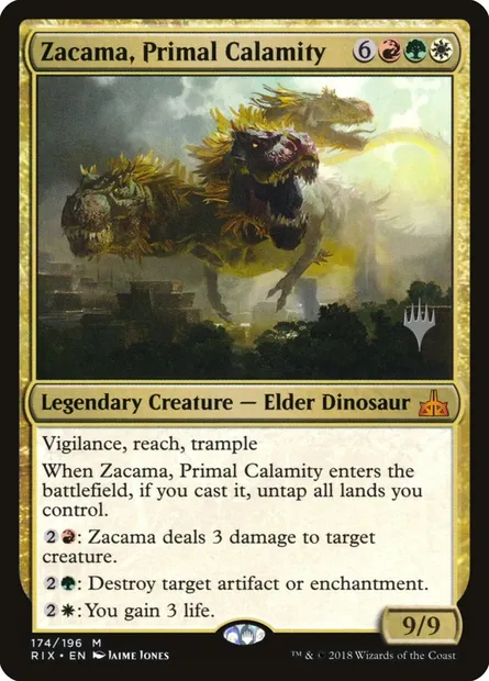 Zacama, Calamité primordiale, carte Magic PRIX 174p — extension Rivals of Ixalan Promos