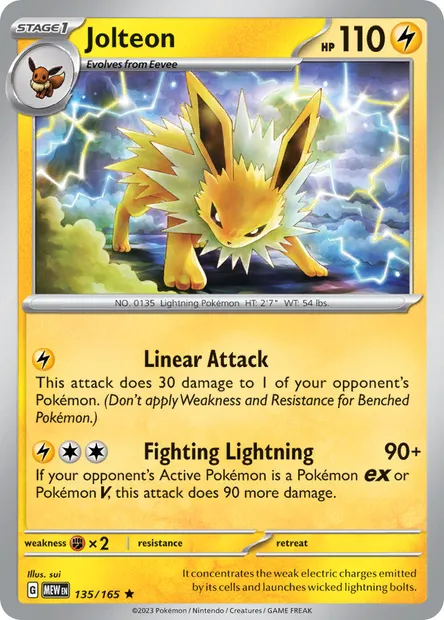 Jolteon, Pokémon card MEW 135 — 151 set