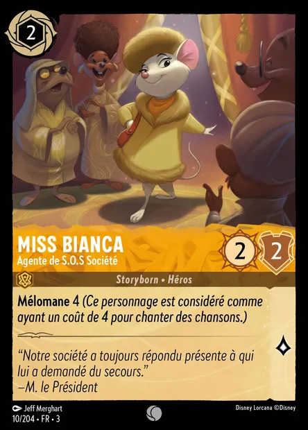 Miss Bianca - Agente de S.O.S Société, carte Disney Lorcana CH3-010 — extension Les Terres d'Encres