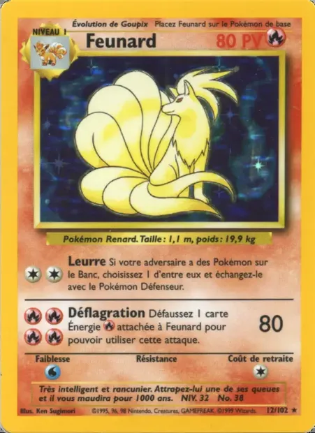 Feunard, carte Pokémon BS 12 — extension Set de Base