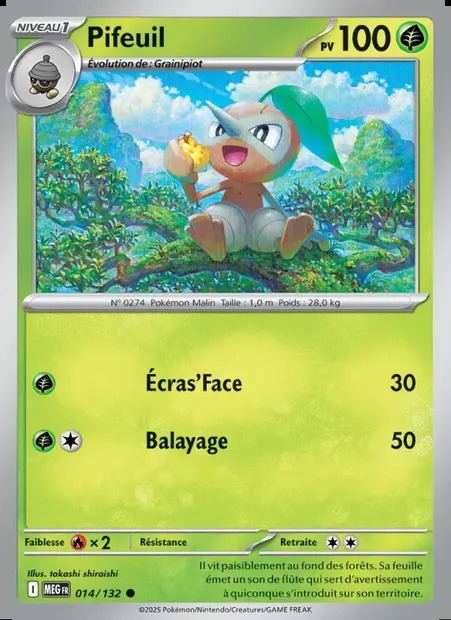 Pifeuil, carte Pokémon MEG 014 — extension Méga-Évolution