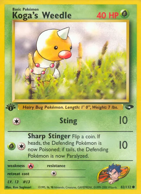 Koga's Weedle, Pokémon card GC 82 — Gym Challenge set