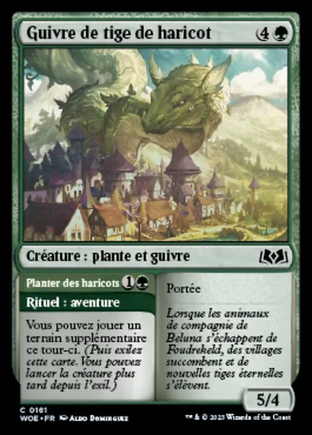 Guivre de tige de haricot // Planter des haricots, carte Magic WOE 161 — extension Wilds of Eldraine
