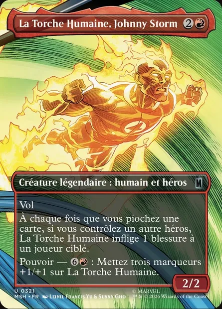 La Torche Humaine, Johnny Storm, carte Magic MSH 321 — extension Marvel Super Heroes