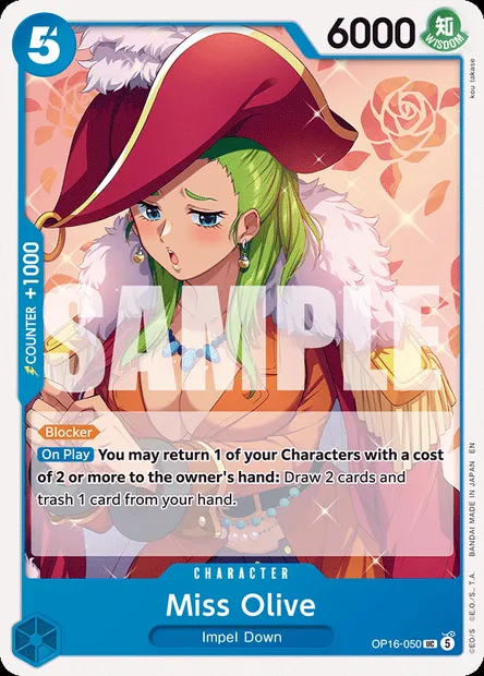Miss Olive, One Piece card OP16-050 — THE TIME OF BATTLE set