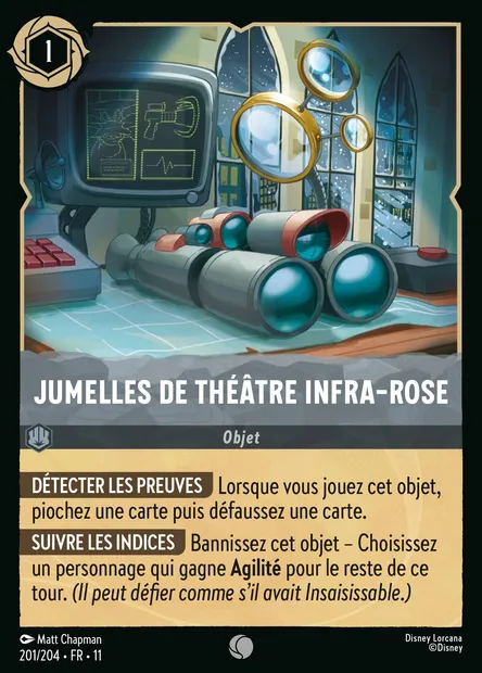 Jumelles de théâtre infra-rose, carte Disney Lorcana CH11-201 — extension Givresort