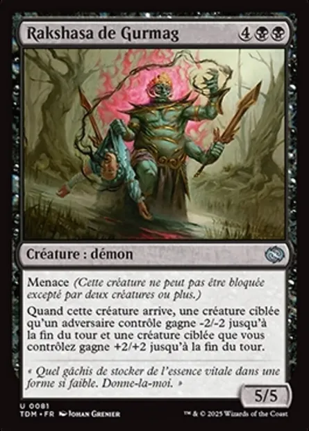 Rakshasa de Gurmag, carte Magic TDM 81 — extension Tarkir: Dragonstorm
