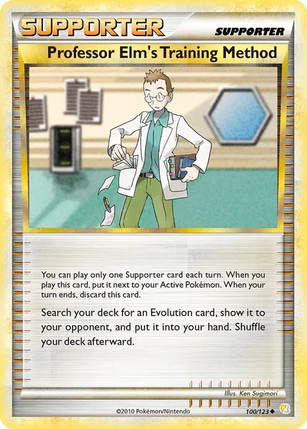 Professor Elm's Training Method, Pokémon card HS 100 — HeartGold SoulSilver set