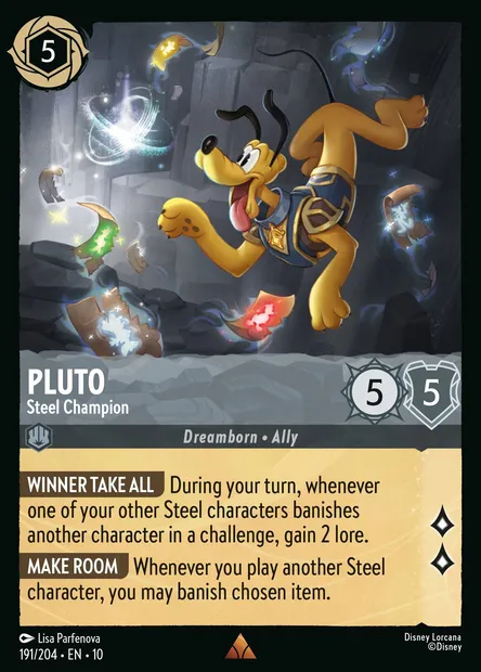 Pluto - Steel Champion, Disney Lorcana card CH10-191 — Whispers in the Well set