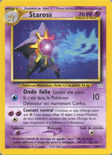 Staross, carte Pokémon NR 25 — extension Neo Revelation