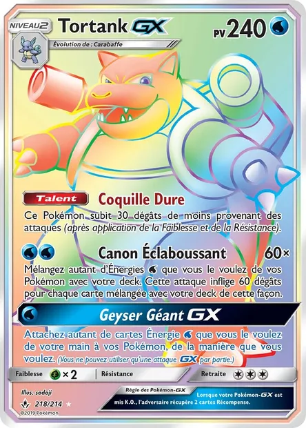 Tortank GX, carte Pokémon UNB 218 — extension Alliance Infaillible