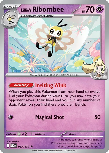 Lillie's Ribombee, Pokémon card JTG 067 — Journey Together set