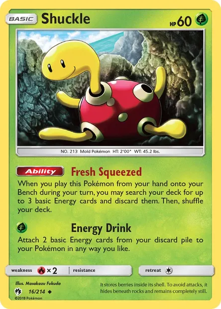 Shuckle, Pokémon card LOT 16 — Lost Thunder set