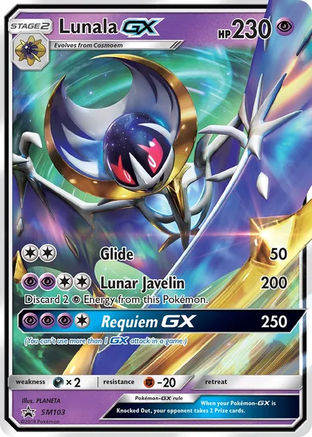 Lunala GX, carte Pokémon SM 103 — extension Promo SM