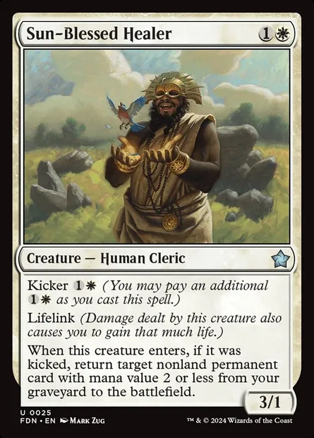 Sun-Blessed Healer, Magic card FDN 25 — Foundations set