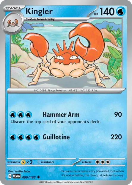 Kingler, Pokémon card MEW 099 — 151 set