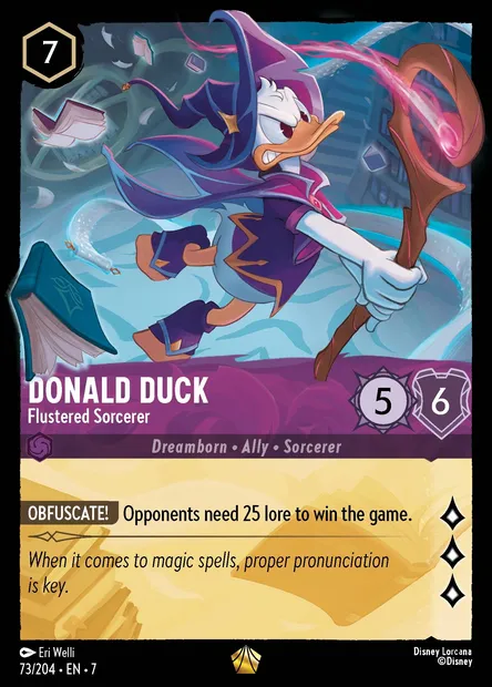 Donald Duck - Flustered Sorcerer, Disney Lorcana card CH7-073 — Archazia's Island set