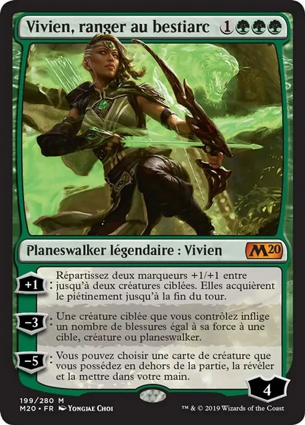 Vivien, ranger au bestiarc, carte Magic M20 199 — extension Core Set 2020