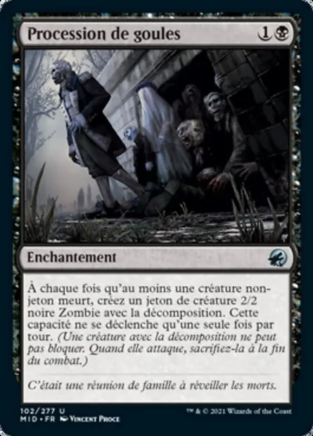 Procession de goules, carte Magic MID 102 — extension Innistrad : chasse de minuit