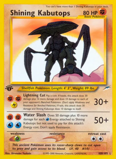 Shining Kabutops, Pokémon card NDE 108 — Neo Destiny set