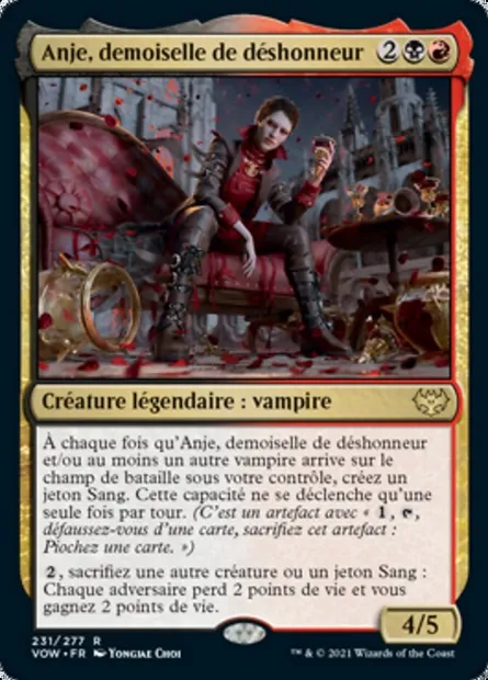 Anje, demoiselle de déshonneur, carte Magic VOW 231 — extension Innistrad : noce écarlate