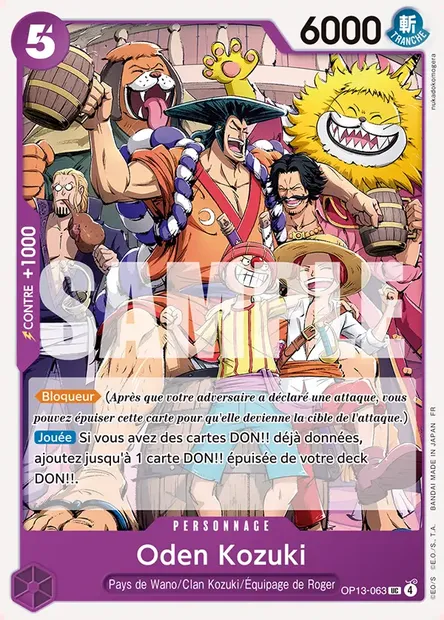 Oden Kozuki, carte One Piece OP13-063 — extension SUCCESSEURS