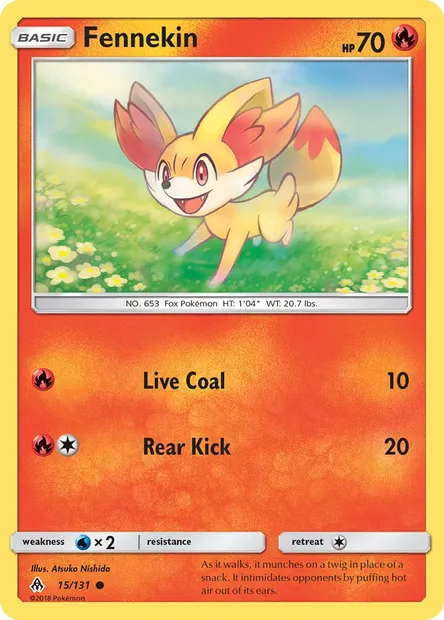 Fennekin, Pokémon card FLI 15 — Forbidden Light set