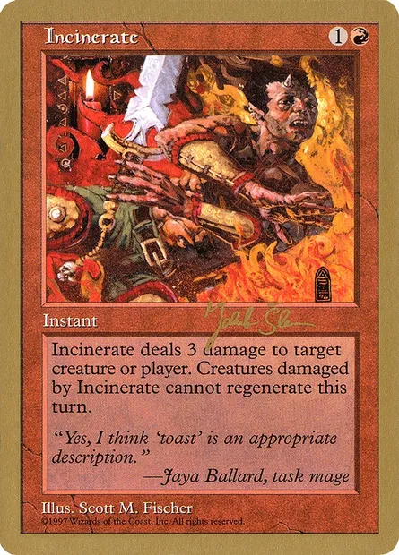 Incinération, carte Magic WC97 js242 — extension World Championship Decks 1997