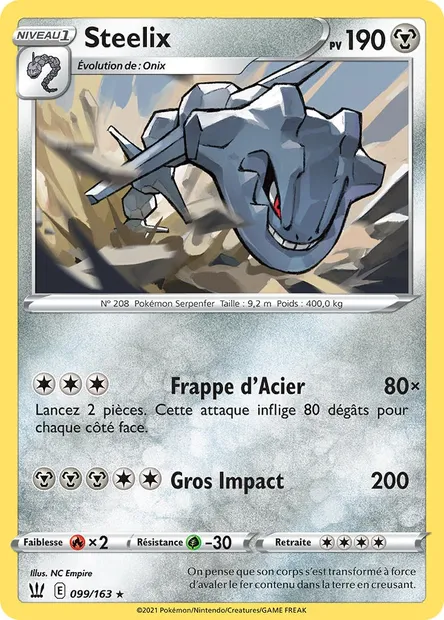 Steelix, carte Pokémon BST 99 — extension Styles de combat