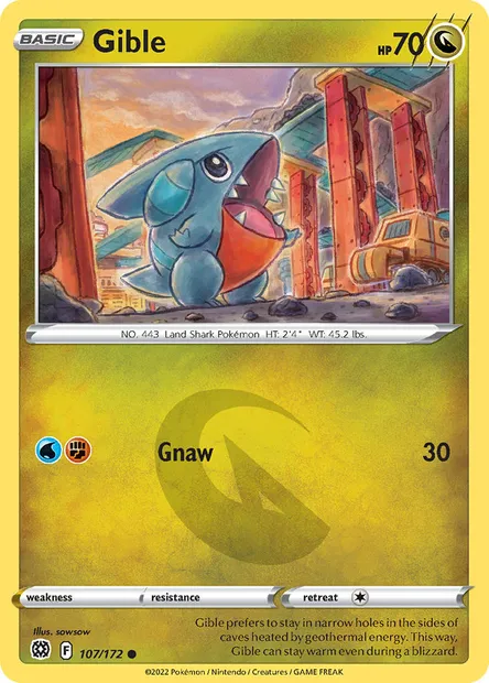 Gible, Pokémon card BRS 107 — Brilliant Stars set