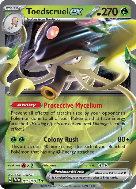Toedscruel ex, Pokémon card PAF 005 — Paldean Fates set