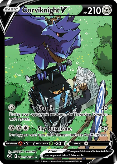 Corviknight V, Pokémon card SIT TG18 — Silver Tempest set