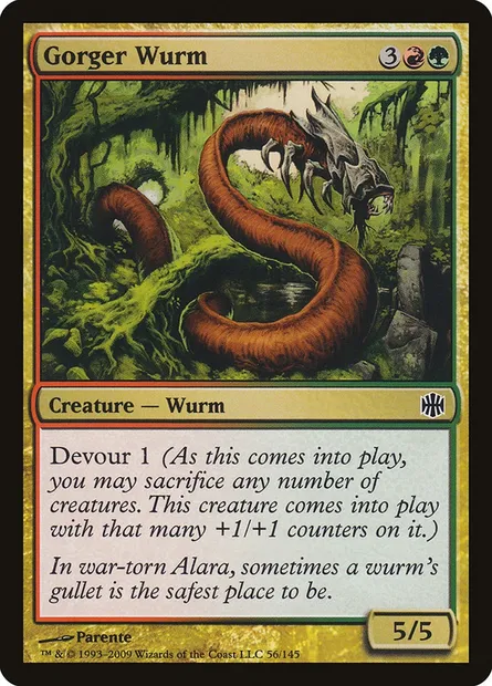 Gorger Wurm, Magic card ARB 56 — Alara Reborn set