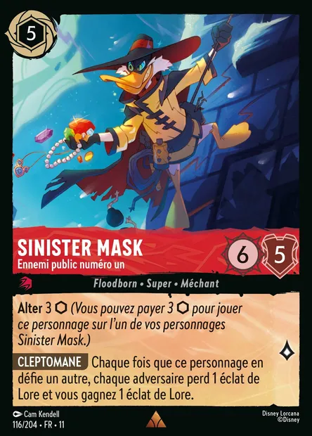 Sinister Mask - Ennemi public numéro un, carte Disney Lorcana CH11-116 — extension Givresort