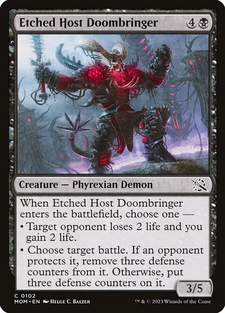 Etched Host Doombringer, Magic card MOM 102 — March of the Machine set