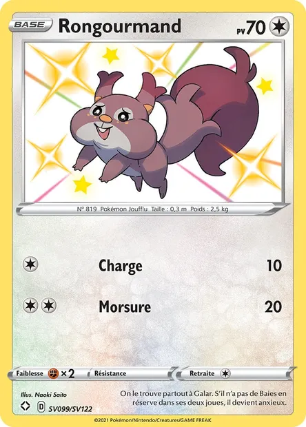 Rongourmand, carte Pokémon SHF SV099 — extension Destinées Radieuses