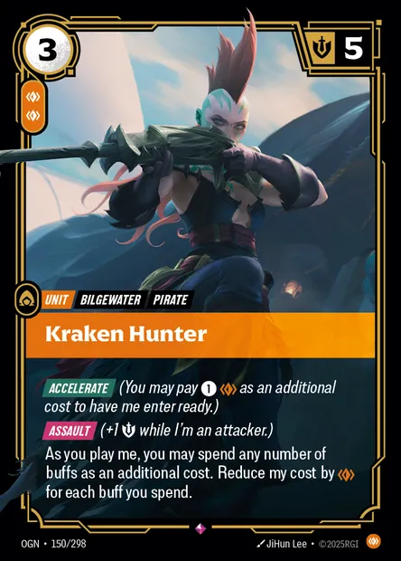 Kraken Hunter, Riftbound card OGN 150 — Origins set