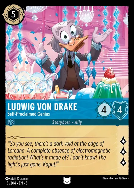 Ludwig Von Drake - Self-Proclaimed Genius, Disney Lorcana card CH5-151 — Shimmering Skies set