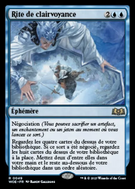 Rite de clairvoyance, carte Magic WOE 49 — extension Wilds of Eldraine