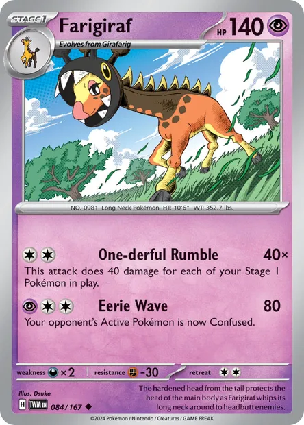 Farigiraf, Pokémon card TWM 084 — Twilight Masquerade set