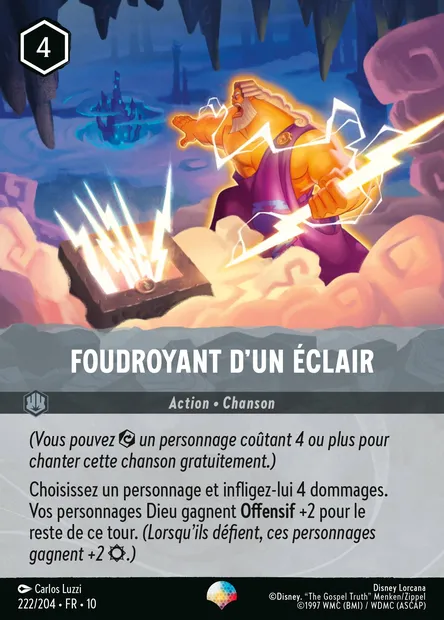 Foudroyant d'un éclair, carte Disney Lorcana CH10-222 — extension Lueurs dans les Profondeurs