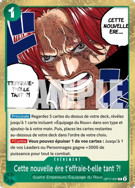Cette nouvelle ère t'effraie-t-elle tant ?!, carte One Piece OP17-037 — extension LES GUERRIERS LES PLUS PUISSANTS AU MONDE