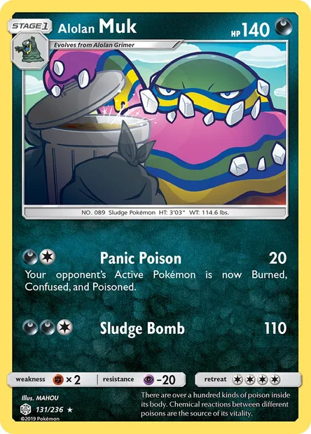 Alolan Muk, Pokémon card CEC 131 — Cosmic Eclipse set