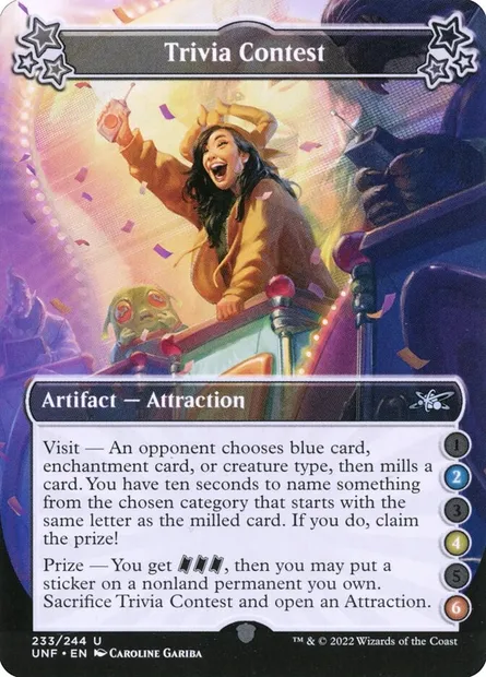 Trivia Contest, carte Magic UNF 233b — extension Unfinity