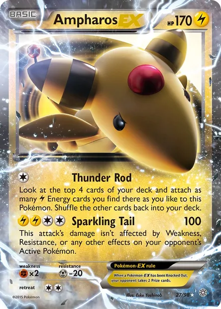 Ampharos EX, Pokémon card AOR 27 — Ancient Origins set