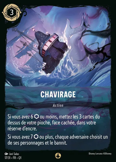 Chavirage, carte Disney Lorcana Q1-017 — extension Quête des Illumineurs - Menace des profondeurs