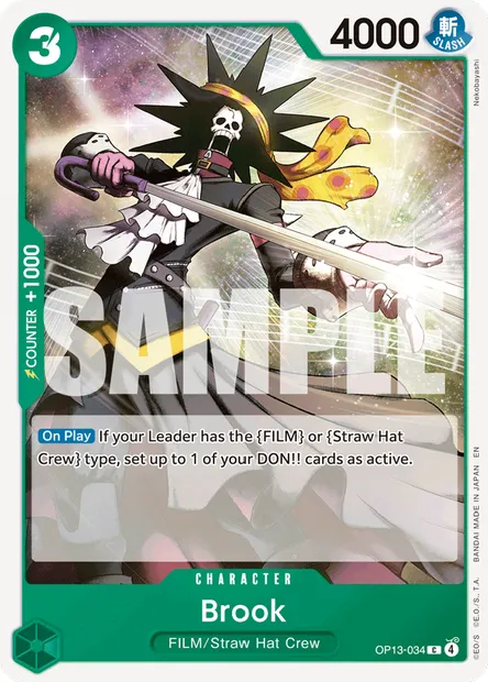 Brook, One Piece card OP13-034 — CARRYING ON HIS WILL set