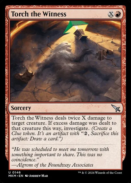 Flamber le témoin, carte Magic MKM 146† — extension Murders at Karlov Manor