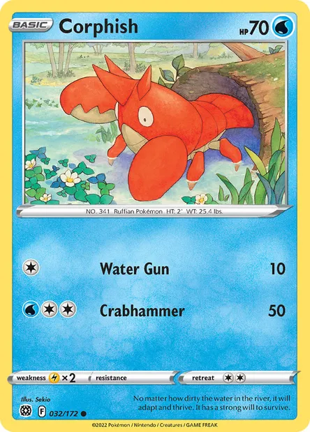 Corphish, Pokémon card BRS 032 — Brilliant Stars set