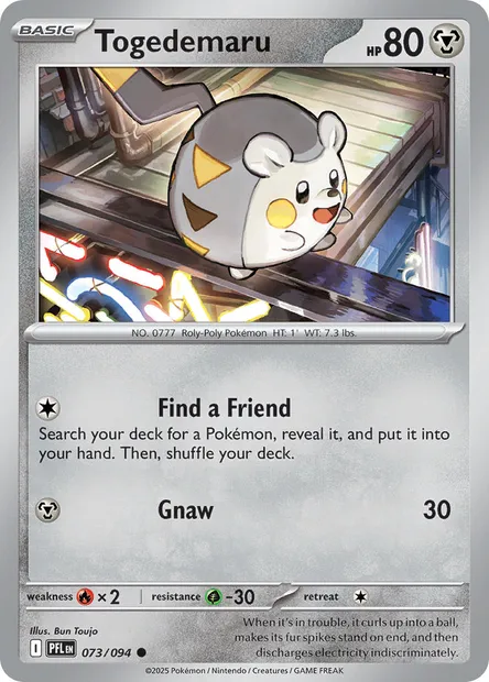 Togedemaru, Pokémon card PFL 073 — Phantasmal Flames set
